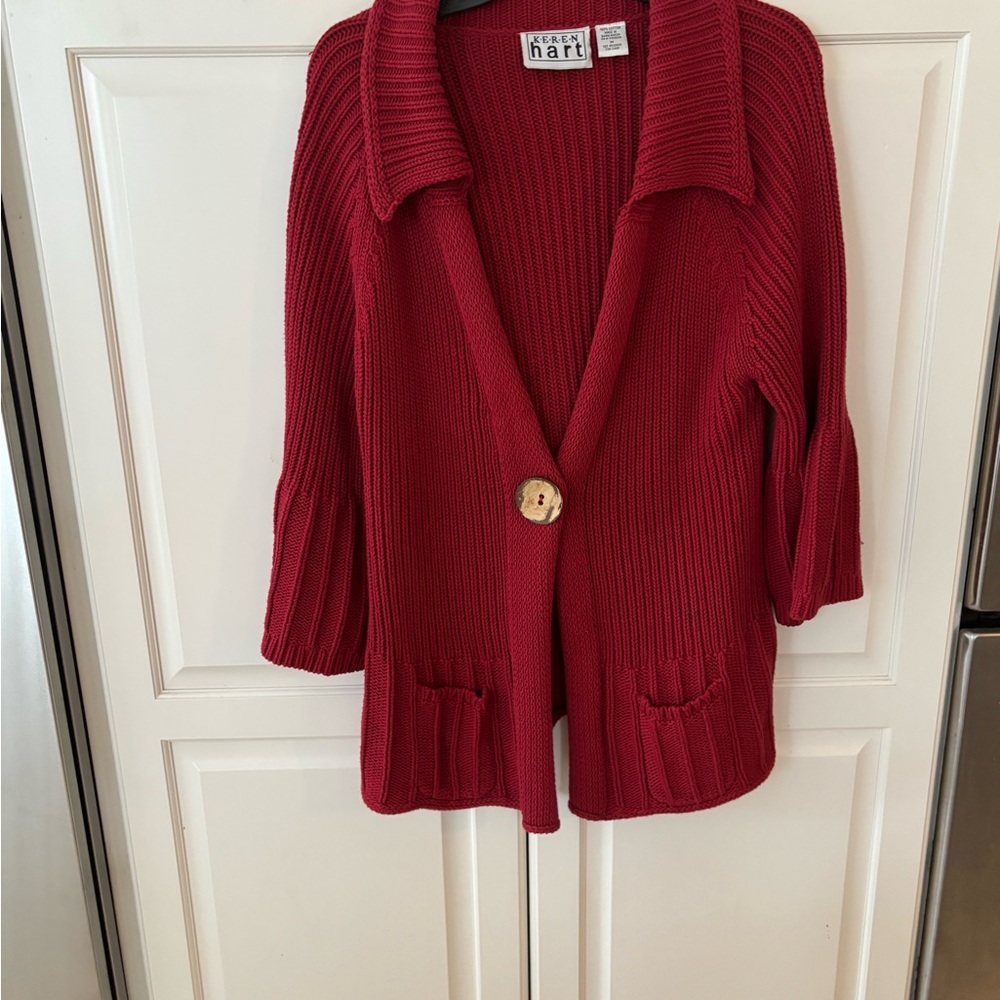 Keren Hart Chunky Women’s Sweater. Red.  100% cotton.‎ Medium.
